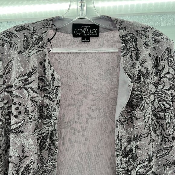 Alex Evenings Sequined Floral Open Blazer Multicolor Size Large - Picture 2 of 9